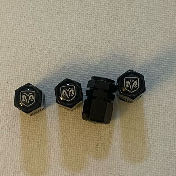 Dodge Logo Valve Stem Caps in Black NWT - Picture 3 of 4